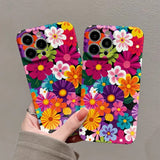 Colorful Retro Floral Pattern Hard PC Phone Case For iPhone