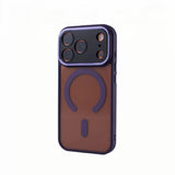 Metal Lens Frame Frosted Magnetic Phone Case For iPhone