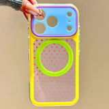 Color-blocked Polka Dot Magnetic Phone Case For iPhone