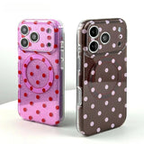Polka Dots Glitter Pink Magnetic Case For iPhone