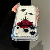 Rose-colored Transparent Shockproof Phone Case For iPhone