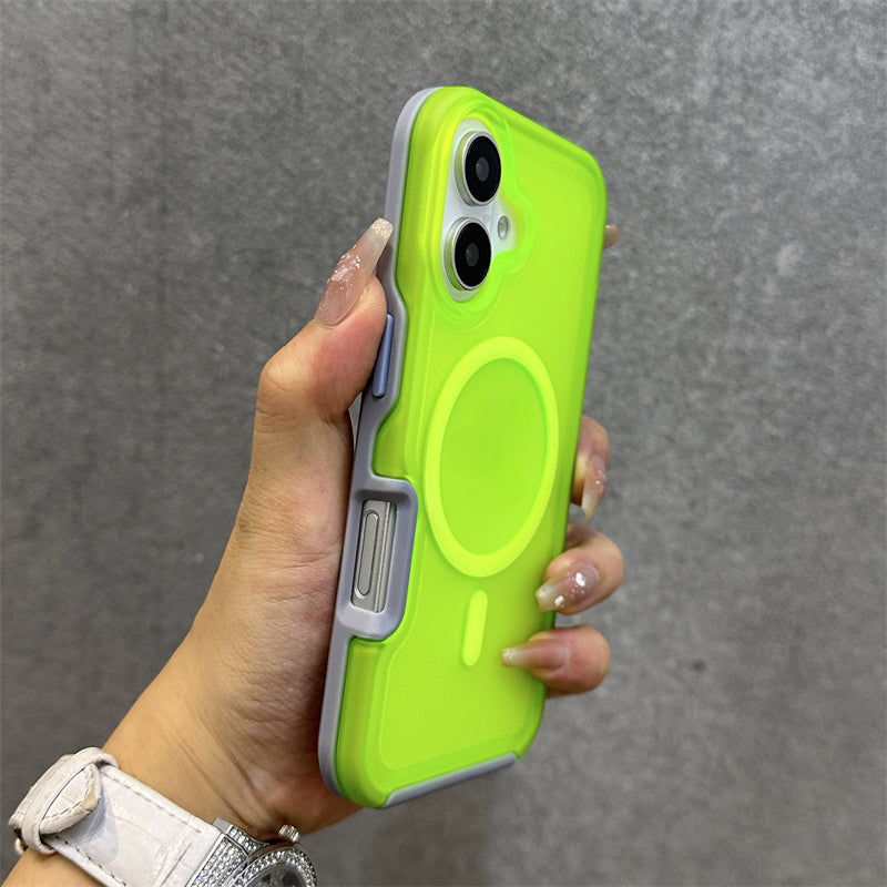 Magnetic Neon Color Matte Translucent Armor Shockproof Case For iPhone