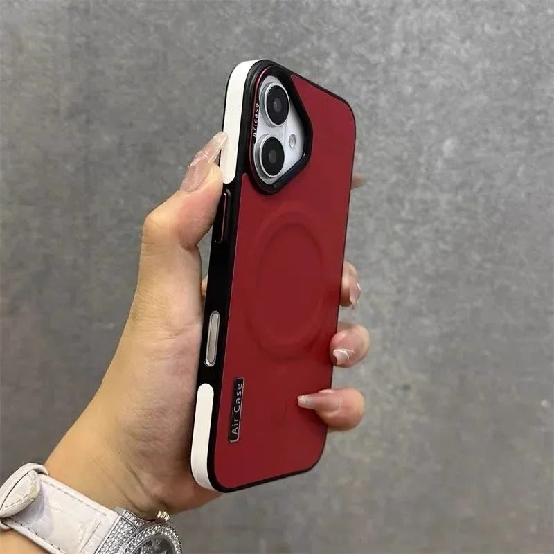 Double Color Leather Magnetic Case For iPhone