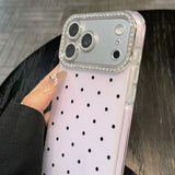 Polka Dot Rhinestone Lens Film Phone Case For iPhone
