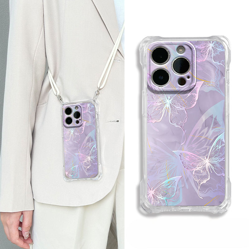 Butterfly Silicone Crossbody Phone Case For iPhone