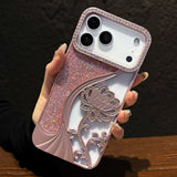 Flower Glitter Phone Case For iPhone