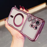 Rhinestone Wave Transparent Magnetic Phone Case For Samsung