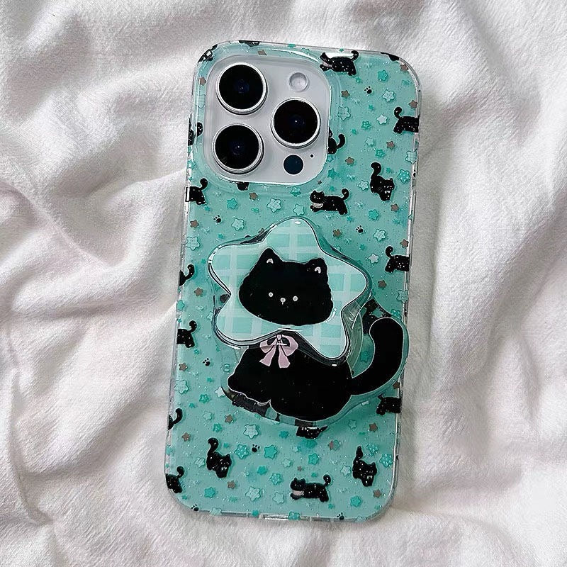 Mint Green Cat Soft Phone Case For iPhone