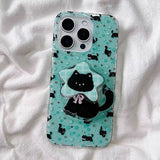 Mint Green Cat Soft Phone Case For iPhone