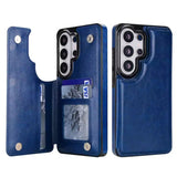 Wallet Double Button Flip Leather Case For Samsung
