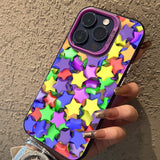 Colorful Star Matte Laser Phone Case For iPhone