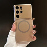 Color-blocked Frosted Premium Lens Film Magnetic Phone Case  for  Samsung