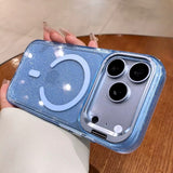 Bling Glitter Camera Protection Stand Holder Clear Case For iPhone