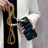 Crossbody Necklace Strap Lanyard Down Jacket Silicone Soft Phone Case For iPhone