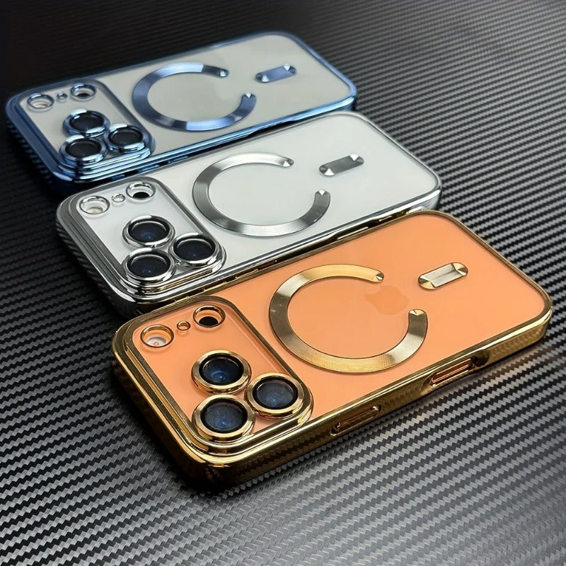 Electroplated Soft TPU Clear Magnetic Phone Case For  iPhone