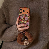 Retro Brown Oil Painting Colorful Flower Phone Case For iPhone