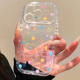 Polka Dot Cat Large Window Phone Case For iPhone