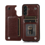 Wallet Double Button Flip Leather Case For Samsung