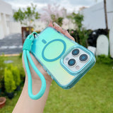 Laser Gradient Magnetic Lanyard Shockproof Case For iPhone