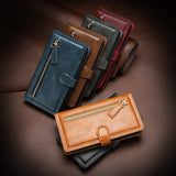 Retro Zipper Leather Card Slot Phone Case For iPhone