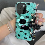 Mint Green Cat Soft Phone Case For iPhone