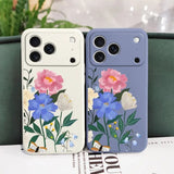 Beautiful Flowers Liquid Silicone Phone Case For iPhone