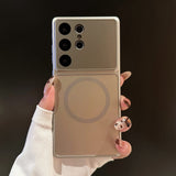 Color-blocked Frosted Premium Lens Film Magnetic Phone Case  for  Samsung