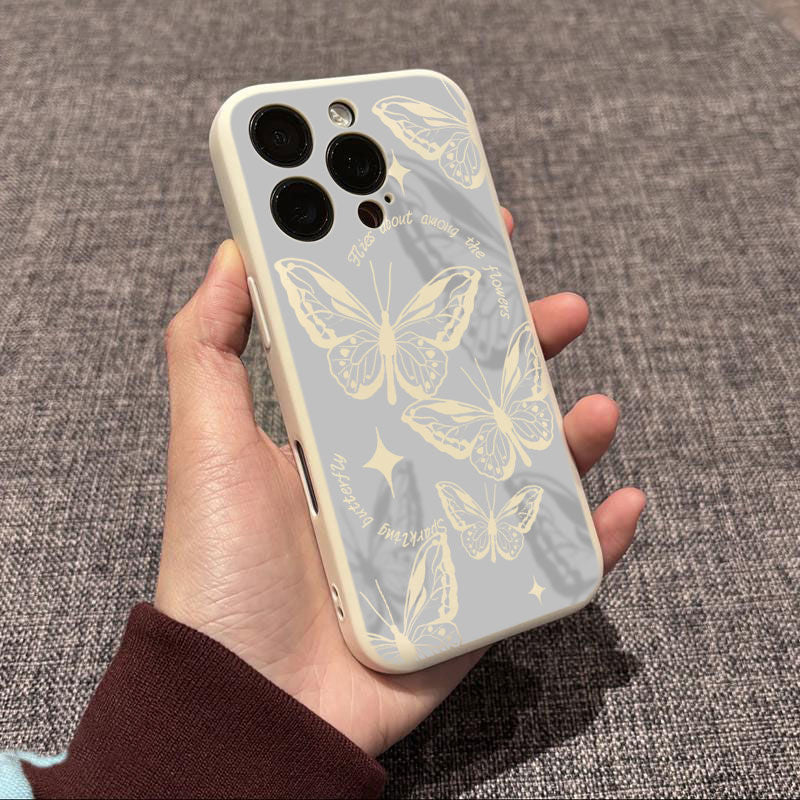 Hollow Butterfly Lens Flat Phone Case For iPhone