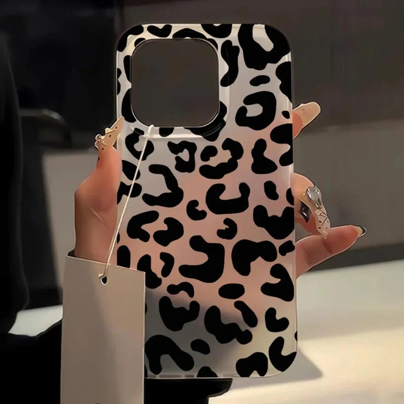 Black Leopard Print Phone Case For iPhone