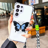 Transparent Simple Butterfly Stand Phone Case For Samsung