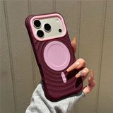 Color-blocking Wavy Magnetic Shockproof Phone Case For iPhone