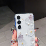 3D Pearl Flower Transparent Phone Case For Samsung