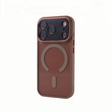 Metal Lens Frame Frosted Magnetic Phone Case For iPhone