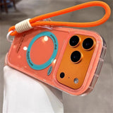 Lanyard Magnetic Glossy Phone Case For iPhone