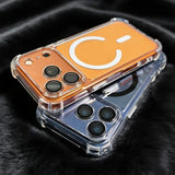 Acrylic Transparency Shockproof Plating Magnetic Case For iPhone