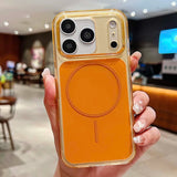 Transparent Frame+Solid Color Magnetic Back Cover for iPhone