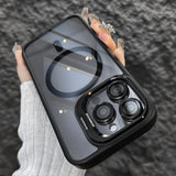 Stand Glass Lens Protection Back Magnetic Phone Case For iPhone