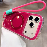 Lanyard Magnetic Glossy Phone Case For iPhone