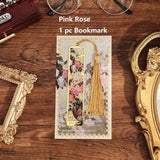 Retro Floral Painting Metal Bookmark Hollow Bronzing Bookmark With Tassel For Book