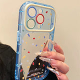 Simple Colorful Round Strip Large Window Phone Case For iPhone