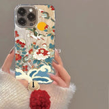 Magpie Feather Silk Phone Case For iPhone