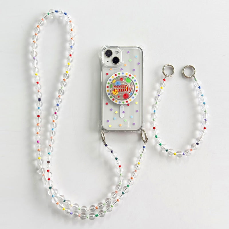 Colorful Polka Dot Magnetic Lanyard Phone Case For iPhone