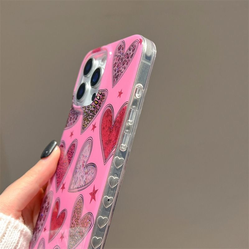 Semi-transparent Leopard Print Heart Phone Case For iPhone