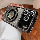 Plating Transparent Diamond Glitter Magnetic Phone Case For iPhone