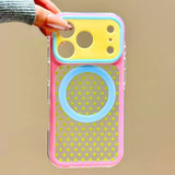Color-blocked Polka Dot Magnetic Phone Case For iPhone