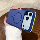 Color-blocked Four-corner Shockproof Magnetic Phone Case For iPhone