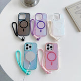 Laser Gradient Magnetic Lanyard Shockproof Case For iPhone