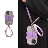 Purple Butterfly Bracket Crossbody Phone Case For iPhone