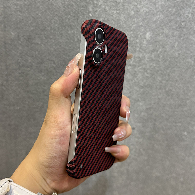 Solid Color Carbon Fiber Pattern Frameless Drop-proof  Case For iPhone