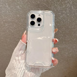 3 in 1 Transparent Heavy Duty Armor Phone Case For iPhone